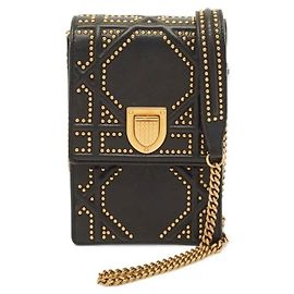 Borsa a tracolla in pelle nera con borchie Dior Diorama Vertical Nero