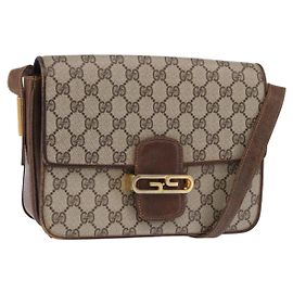 Borsa a Spalla GUCCI GG Supreme PVC Beige Oro Auth 193131 Beige D'oro