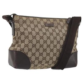 Borsa a Spalla GUCCI GG Canvas Marrone Argento 114273 Auth ep15593 Marrone Argento