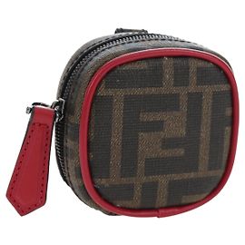 FENDI Zucca Canvas Pouch Braun Schwarz Authentisch 192655M Braun Schwarz