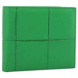 BOTTEGA VENETA MAXI INTRECCIATO Cassette Wallet Leather Green Auth 194056A Green