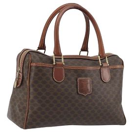 Céline BOLSA CELINE Macadam em PVC e couro marrom com detalhes dourados Autêntica ep15266 Marrom Outro