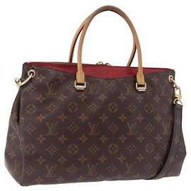 LOUIS VUITTON Bolsa Monogram Pallas MM 2way Vermelha M41175 LV Auth ep15485 Vermelho Monograma