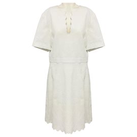 Tory Burch White Bailey Scalloped Jacquard Dress White