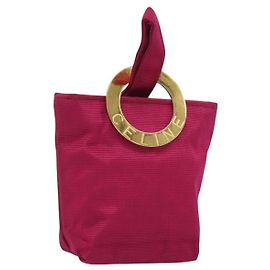Céline Pochette Circle CELINE en nylon rose avec finitions dorées Auth ar14102 Rose Autre