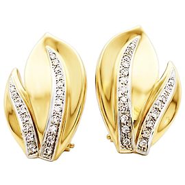 Autre Marque Brincos "Folhas", dois tons de ouro e diamantes. Outro