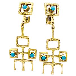 Autre Marque Orecchini Vintage in oro giallo e turchese cabochon. Altro
