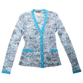 Missoni Crochet-Strickjacke in Blau, Größe 40 IT Blau