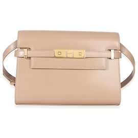 Pequena bolsa de ombro Manhattan em couro de bezerro bege Saint Laurent Bege