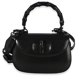Bolsa Gucci Dyana Lux Medium Bamboo 1947 de alça superior monocromática preta com bordas Preto
