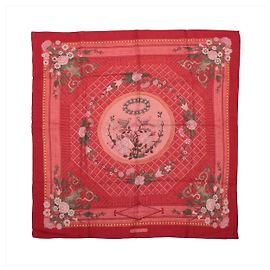 Hermès Carré 90 "JEUX DE PAILLE" Lenço de cashmere e seda Vermelho Vermelho