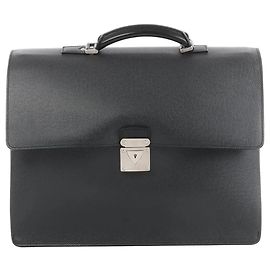 Louis Vuitton Robusto Taige Leather Briefcase in Black Black