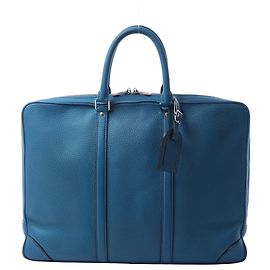 Sac à main Louis Vuitton Porte Documents Voyages Cuir Taurillon Blue M56000 Bleu
