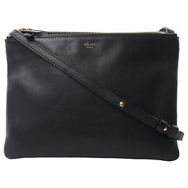 Céline Bolsa tiracolo Trio Large em couro preto da Celine Preto