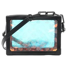 Bolsa transversal Louis Vuitton Soft Trunk Monogram Prism preta x Holográfica M55932 Preto
