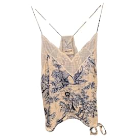 Canotta in seta stampata e pizzo Zadig & Voltaire Bianco Blu