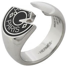 Hermès Anillo Carousel Hermes Negro Plata