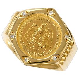 Autre Marque 18K Gelbgold-Ring mit Diamant Golden