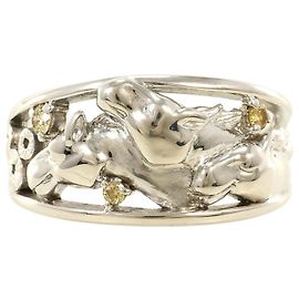 Autre Marque 18K Weißgold-Ring mit gelbem Diamanten Golden Gelb