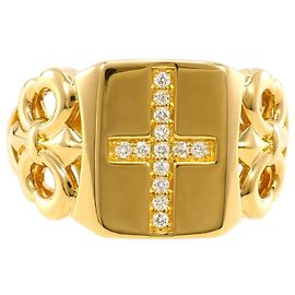 Autre Marque 18K Yellow Gold Band Ring with Diamonds Golden