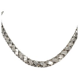 Autre Marque Colar de ouro branco 18K e diamantes Dourado