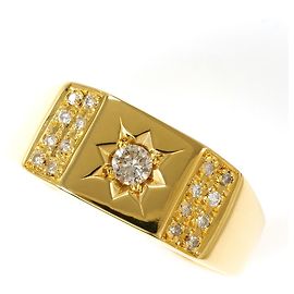 Autre Marque 18K Yellow Gold Band Ring with Diamond Golden