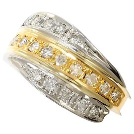 Autre Marque 18K Yellow Gold and Platinum Diamond Band Ring Golden Other