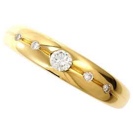 Autre Marque 18K Yellow Gold Band Ring with Diamond Golden