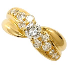 Autre Marque 18K Yellow Gold Band Ring with Diamond Golden