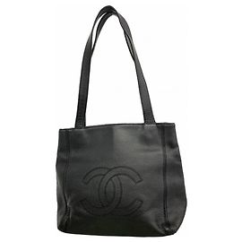 Borsa Tote Chanel in pelle di vitello martellata nera Nero