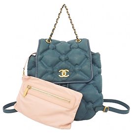 Chanel Rucksack aus blauem Leder Blau