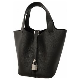 Hermès Borsa Hermes Picotin Lock PM in pelle Taurillon Clemence nera Nero
