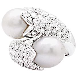 Autre Marque „Toi & Moi“-Ring, Weißgold, Perlen, Diamanten Andere