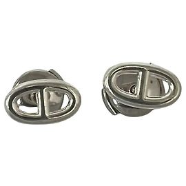 Hermès Hermes Chaine d'Ancre Silver Stud Earrings Silvery