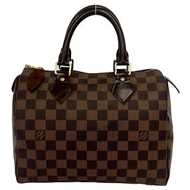 Louis Vuitton Speedy 25 Damier Pattern Handbag Brown