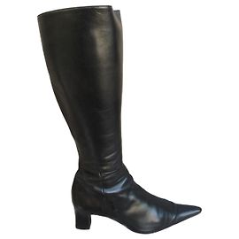 Autre Marque Parcours Black Leather High Boots Black