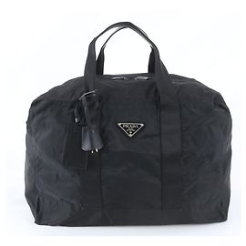 Sac Boston Prada Tessuto Nylon Logo Triangle Noir Noir