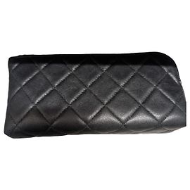Chanel Quilted Lambskin Leather Pouch with Porte Bonheur Charms Black