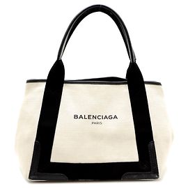 Balenciaga Navy Cabas Small Handbag Black White