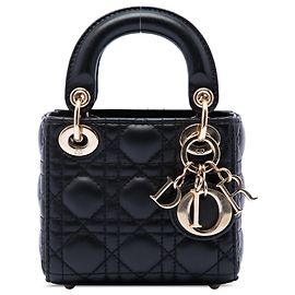 Lady Dior en micro agneau noir cannage Dior Noir