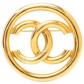 Chanel Gold CC runde Brosche vergoldet Golden