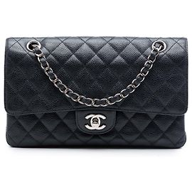Chanel Black Medium Classic Caviar Double Flap Nero