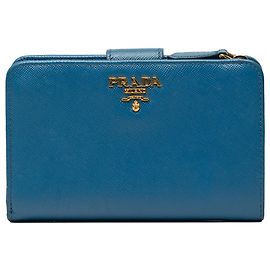 Prada Blue Saffiano French Wallet Blue