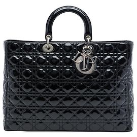 Dior Black Extra Large Patent Cannage Lady Dior Noir