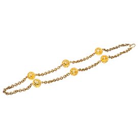 Colar longo Chanel Gold CC banhado a ouro e resina Lucite Dourado