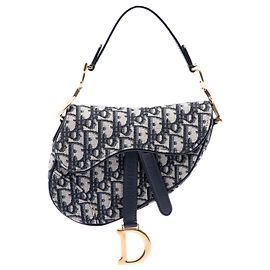 Bolsa Saddle em lona Oblique azul mini Dior Azul Azul marinho