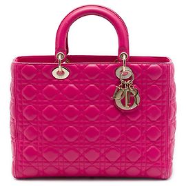 Lady Dior en piel de cordero cannage rosa, tamaño Large Rosa Otro