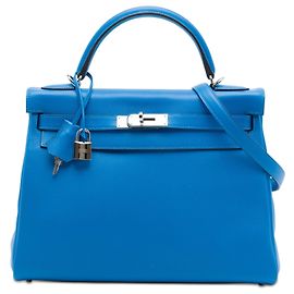 Hermès Blue Clemence Kelly II Retourne 32 Bleu