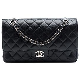 Chanel Black Medium Classic Caviar Double Flap Preto