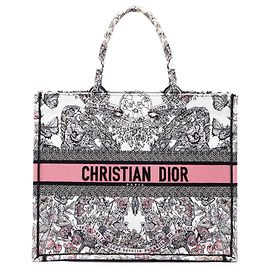 Dior White Large Embroidered Canvas Butterfly Around The World Book Tote White
